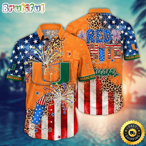 Miami Hurricanes NCAA1 Hawaiian Shirt Independence Day