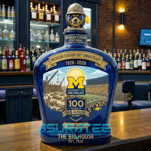 Michigan Wolverines 100 Years Of The Big House Whiskey Bottle