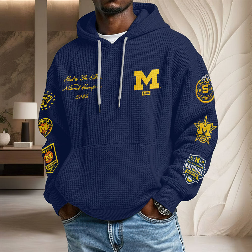 Michigan Wolverines 2026 NCAA Men's Basketball National Champs 3D Unisex Waffle Hoodie – TMTHU5366