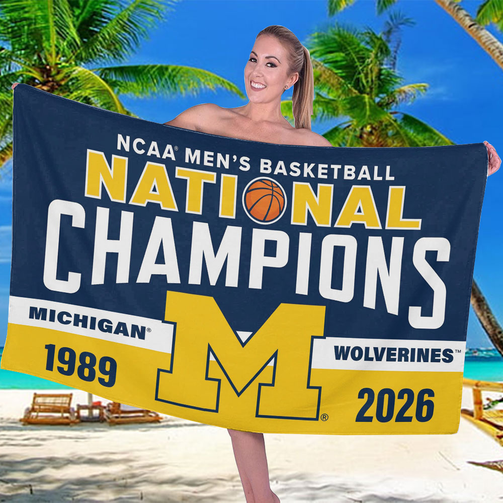 Michigan Wolverines 2026 NCAA Men's Basketball National Champs Rectangle Beach Towel – TMTHU5368