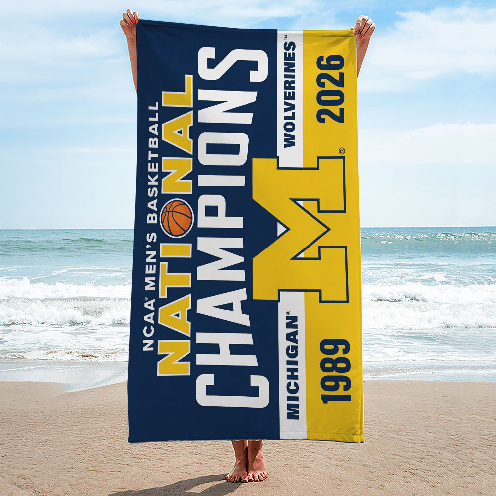 Michigan Wolverines 2026 NCAA Men's Basketball National Champs Rectangle Beach Towel – TMTHU5368