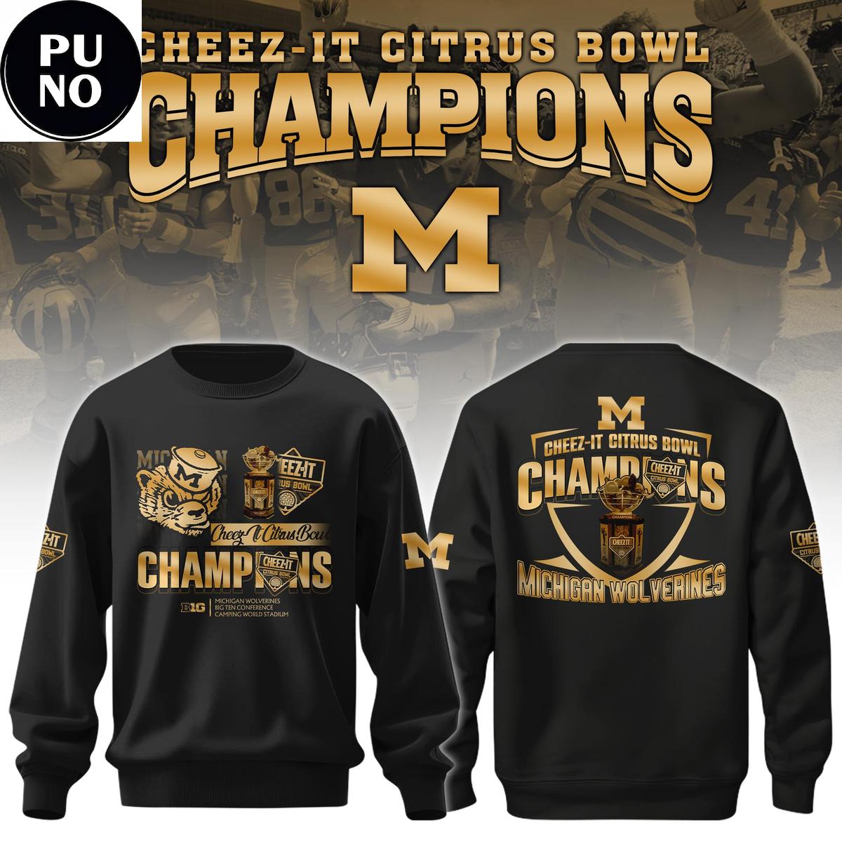 Michigan Wolverines Football Cheez-It Citrus Bowl Champions 2025 Gold Hoodie Shirt