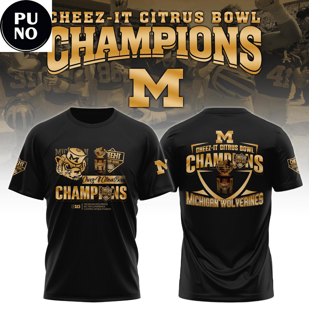 Michigan Wolverines Football Cheez-It Citrus Bowl Champions 2025 Gold Hoodie Shirt