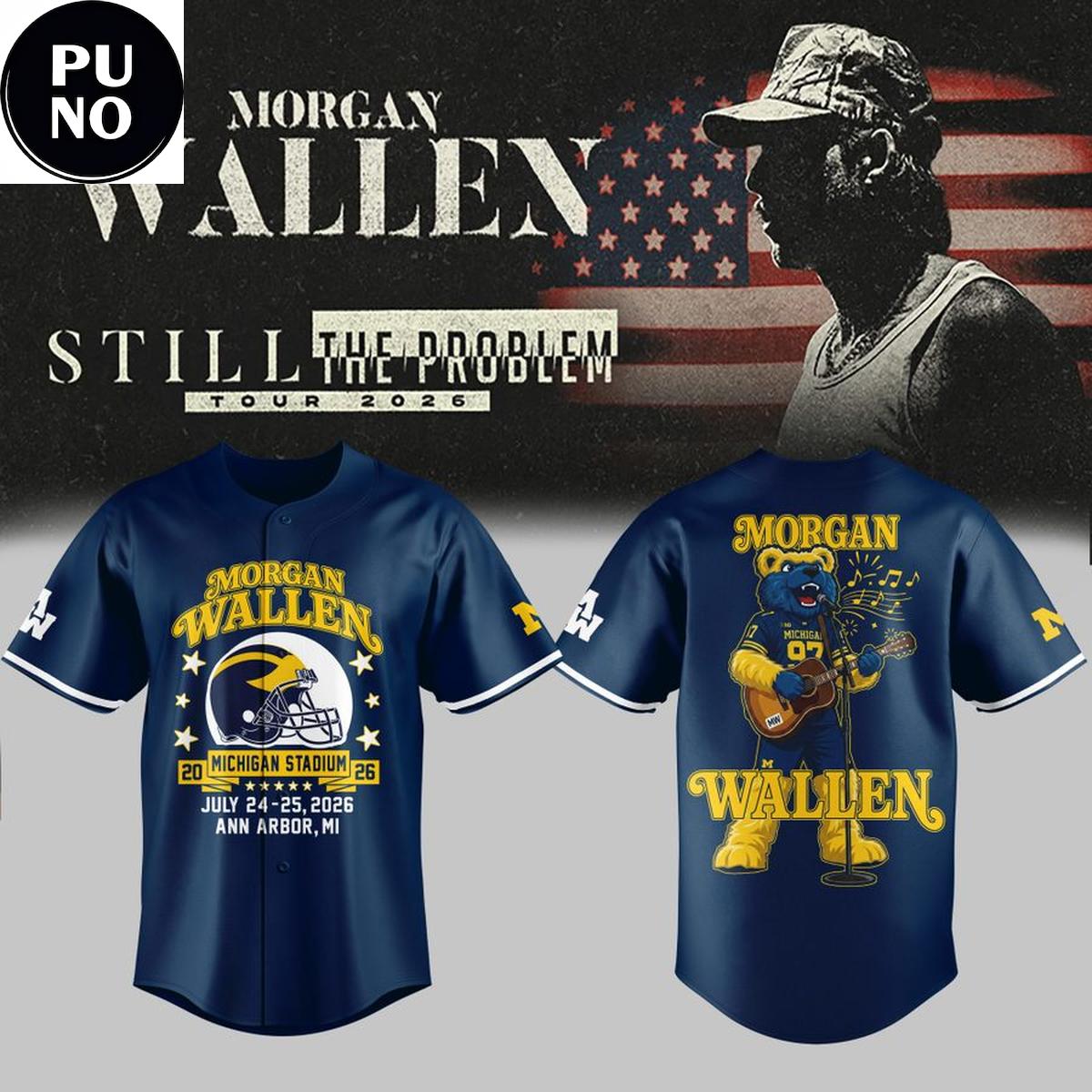 Michigan Wolverines Mascot 2026 Morgan Wallen Still The Problem Tour Baseball Jersey