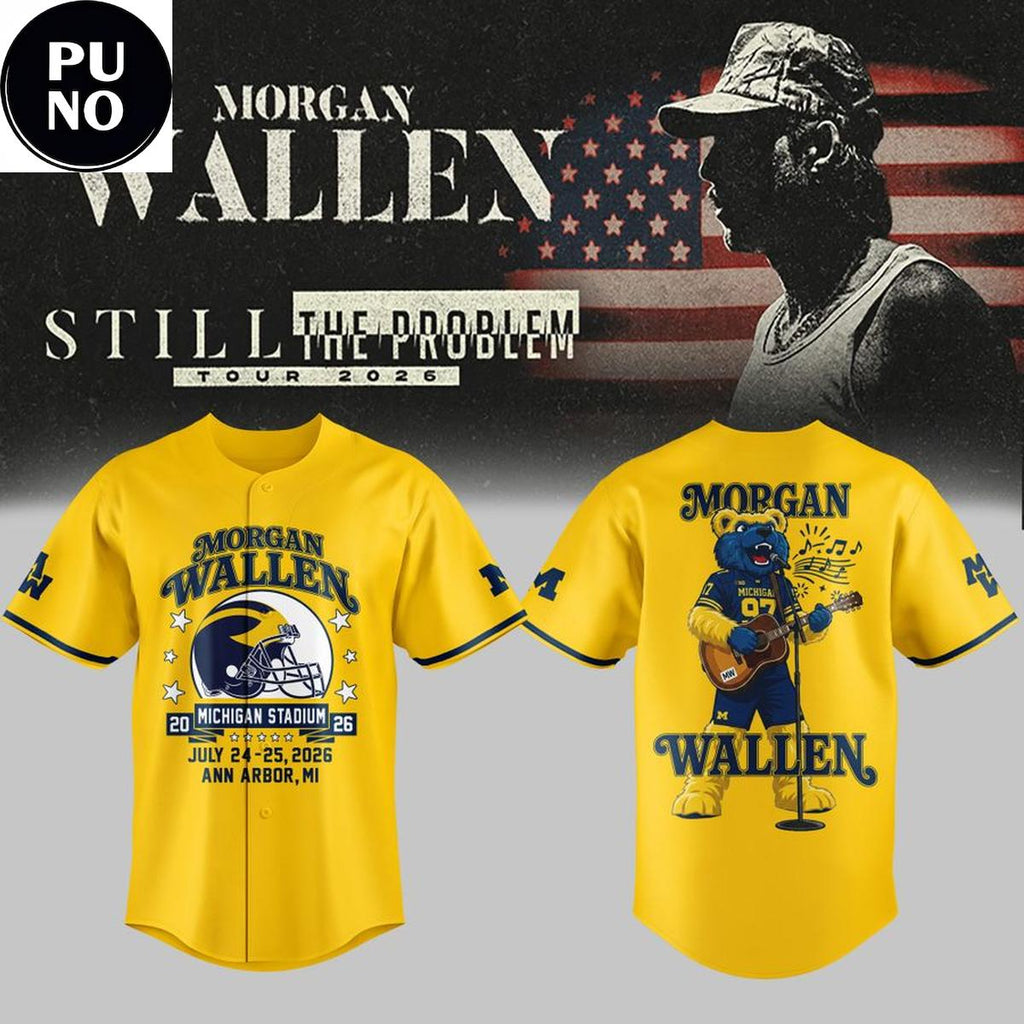 Michigan Wolverines Mascot 2026 Morgan Wallen Still The Problem Tour Baseball Jersey