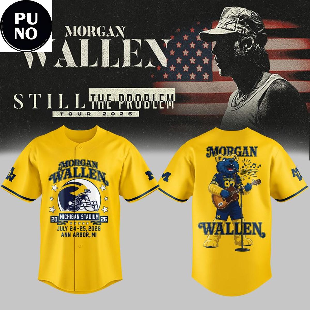Michigan Wolverines Mascot 2026 Morgan Wallen Still The Problem Tour Baseball Jersey