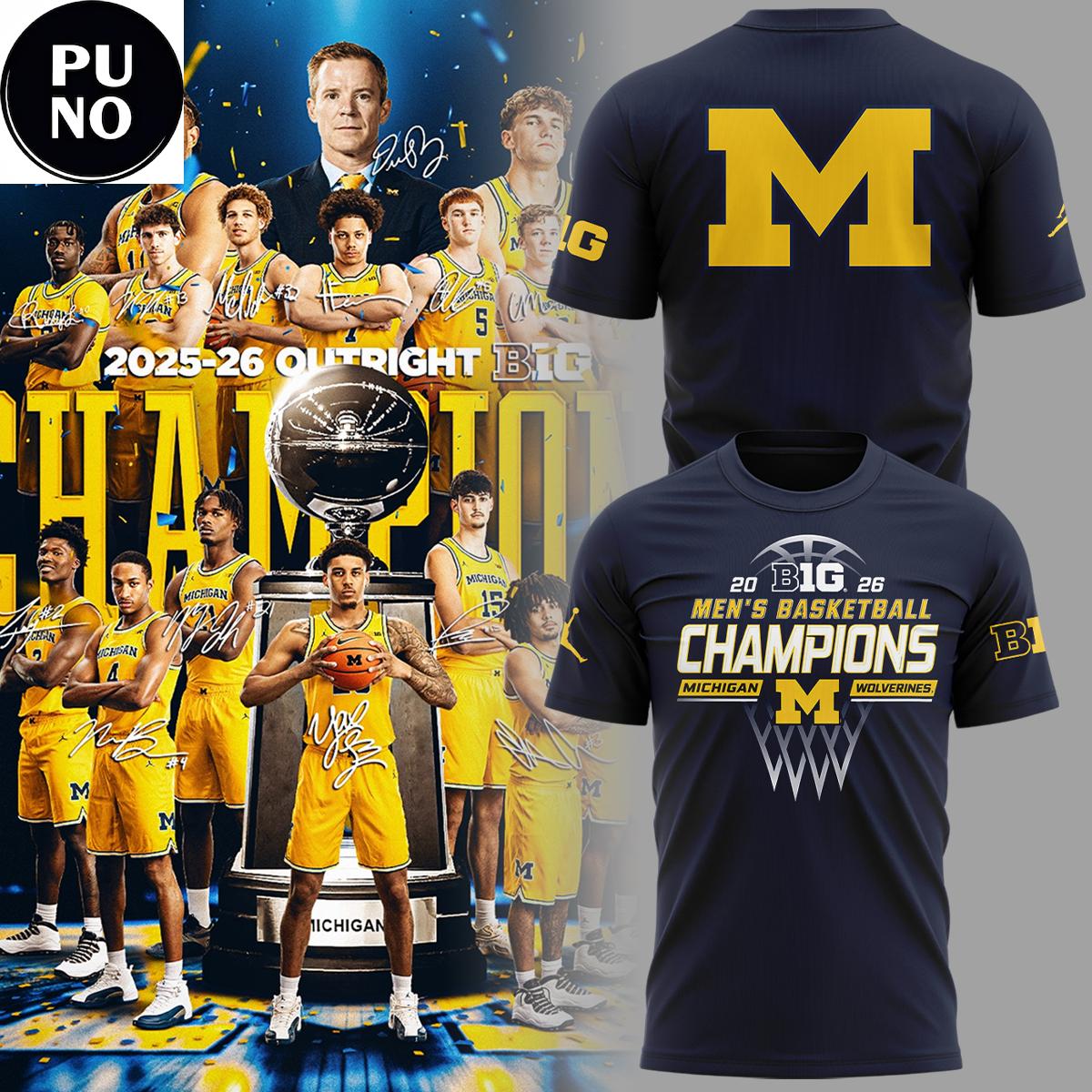 Michigan Wolverines Men’s Basketball Big10 Champions 2026 Hoodie T-Shirt