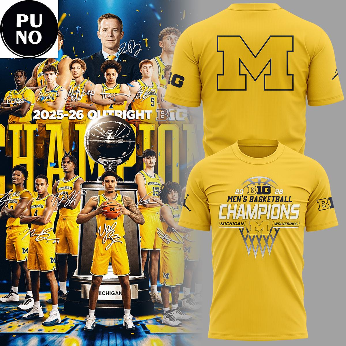 Michigan Wolverines Men’s Basketball Big10 Champions 2026 Hoodie T-Shirt