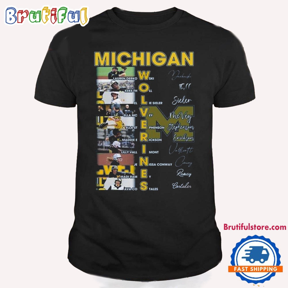 Michigan Wolverines Softball 2024 Women’s Team Line Up Stars Signatures T Shirt