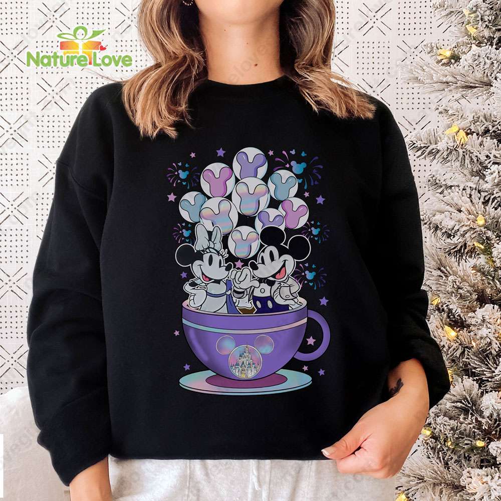 Mickey Minnie Disney 100th Anniversary Teacup Balloons Magic Kingdom Sweatshirt