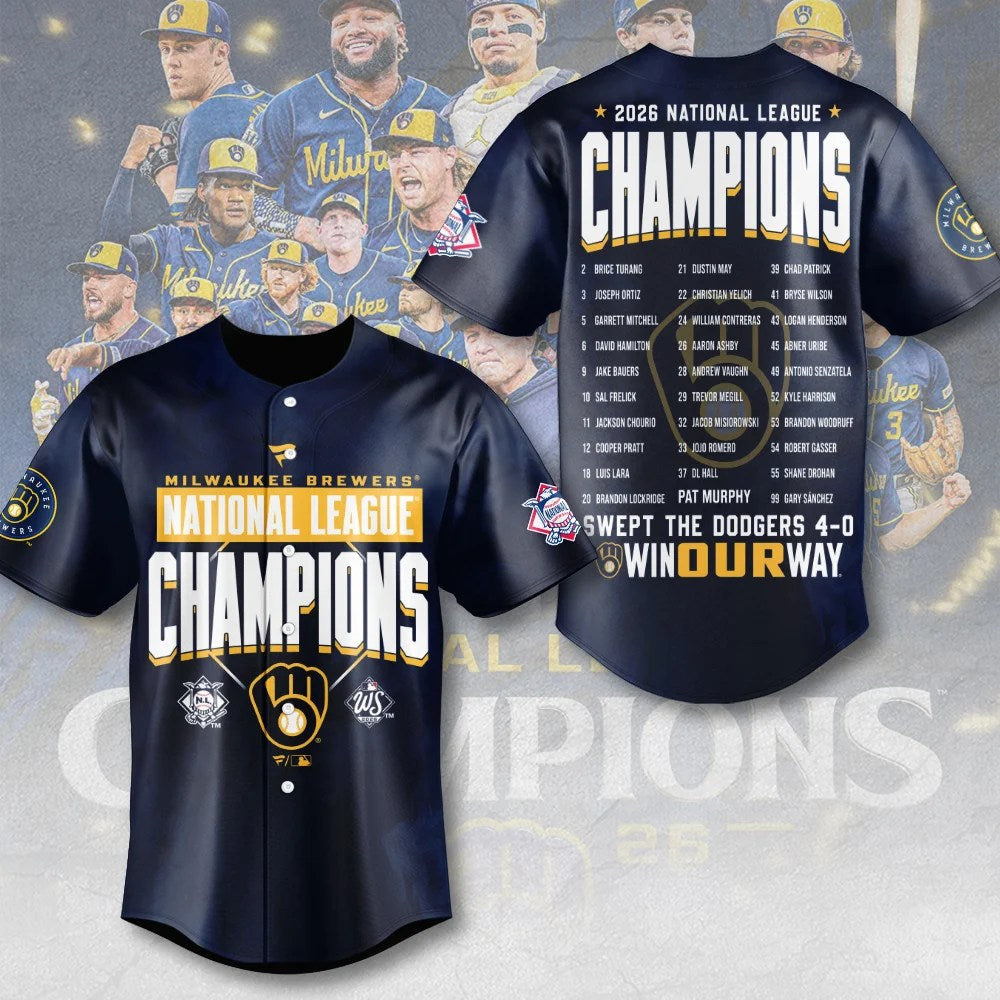 Milwaukee Brewers 2026 National League Champions Baseball Jersey – MAITM15443