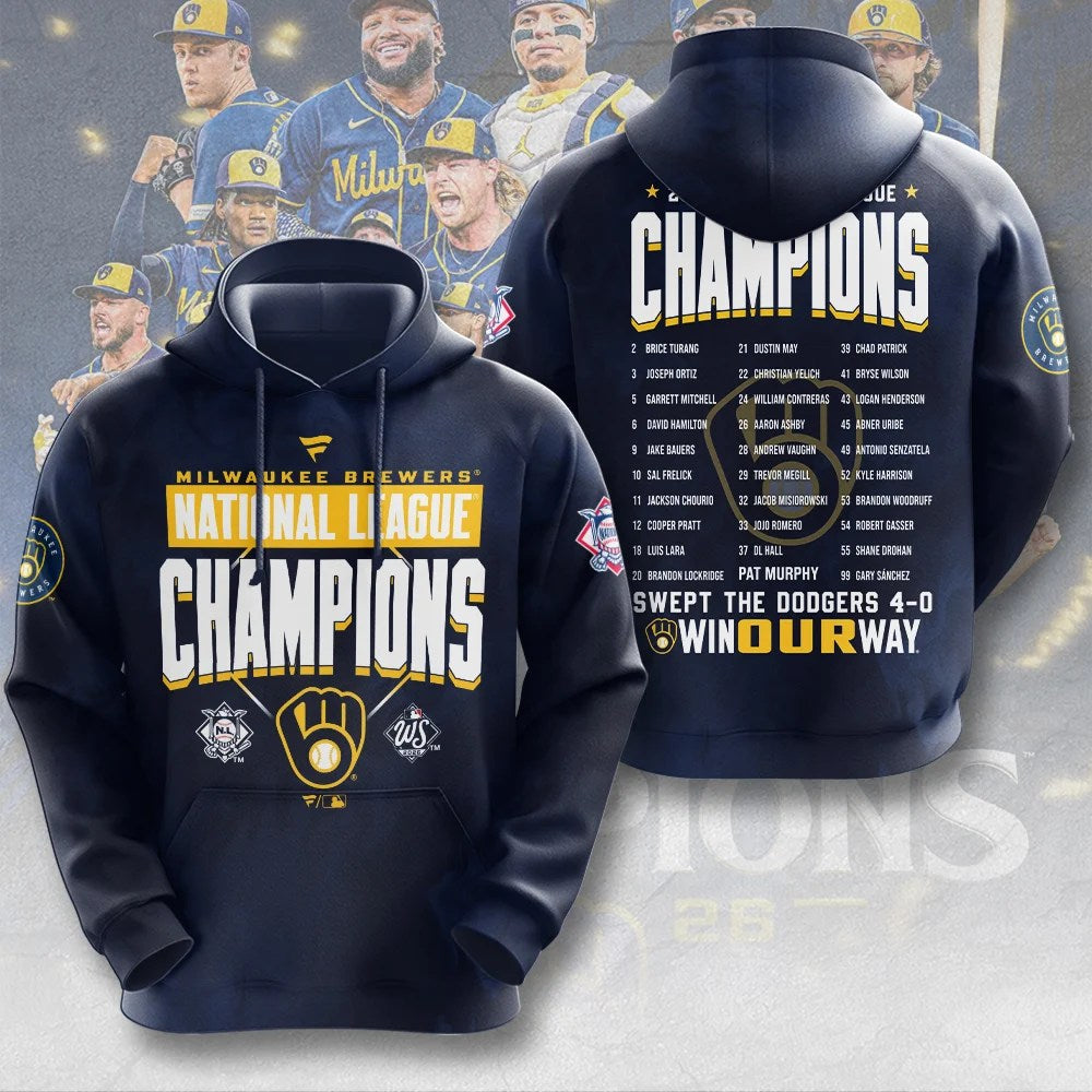 Milwaukee Brewers 2026 National League Champions 3D Apparel – MAITM15442
