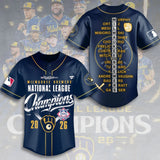 Milwaukee Brewers 2026 National League Champions Baseball Jersey – TMTHU10145