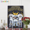 Milwaukee Brewers Mascot Team Player Signature Wall Art Poster Canvas
