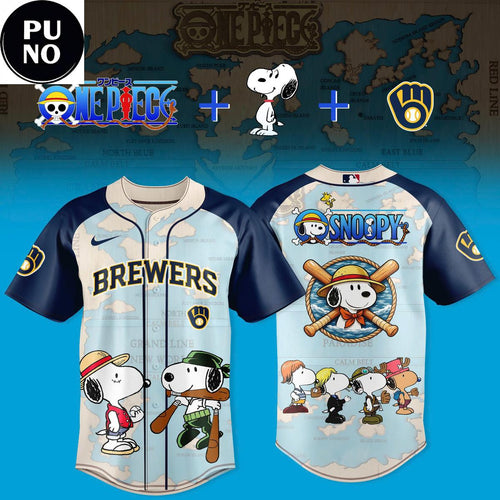 Milwaukee Brewers x Snoopy x One Piece 2026 Mashup Baseball Jersey