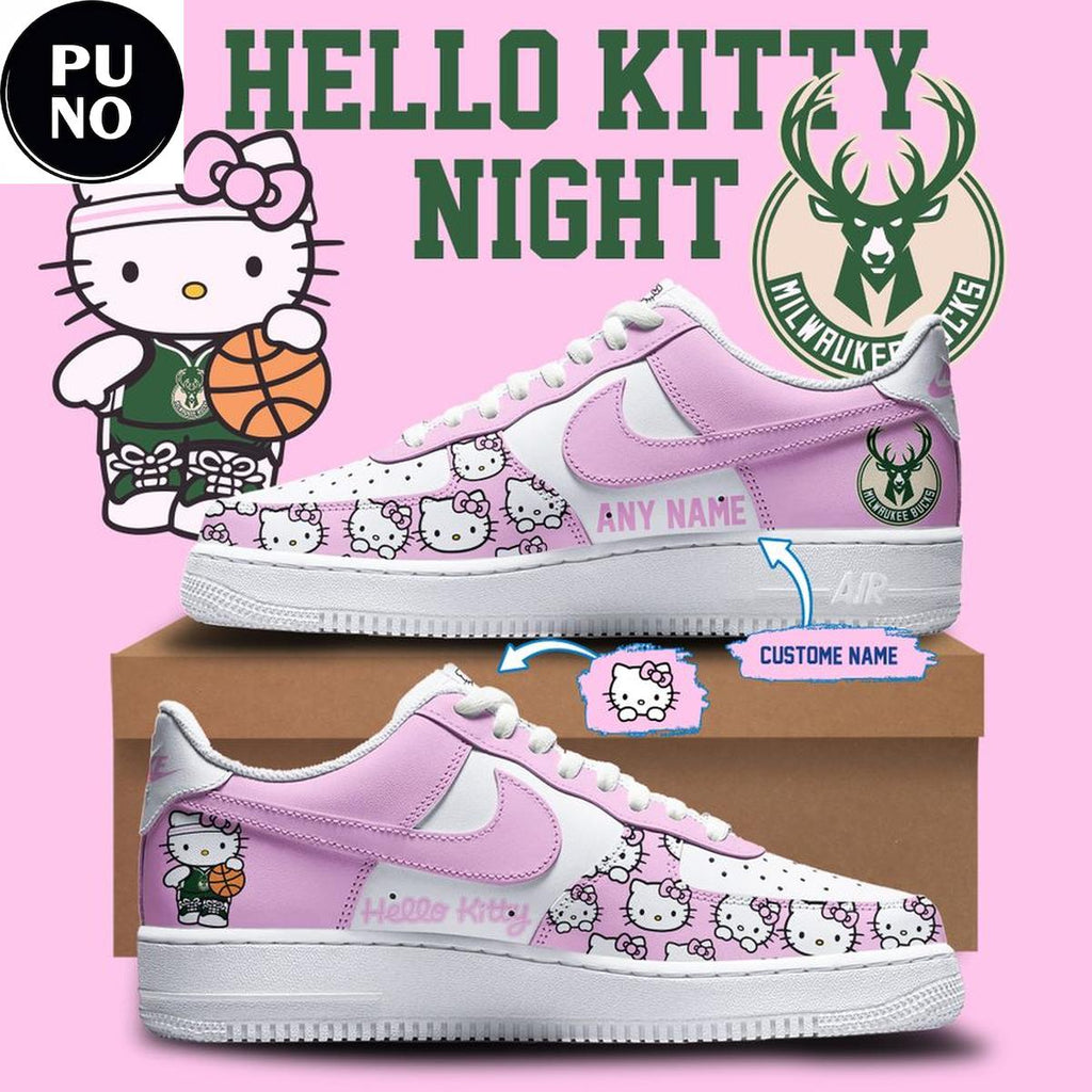 Milwaukee Bucks x Hello Kitty Night 2026 Custom Name Air Force 1 Shoes
