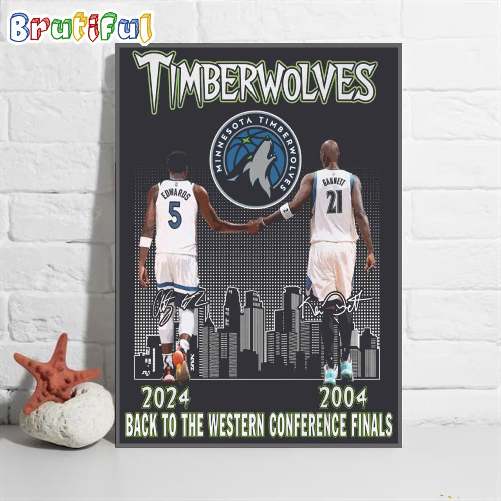 Minnesota Timberwolves 2024 Basketball Back To Western Conference Finals Wall Art Poster Canvas