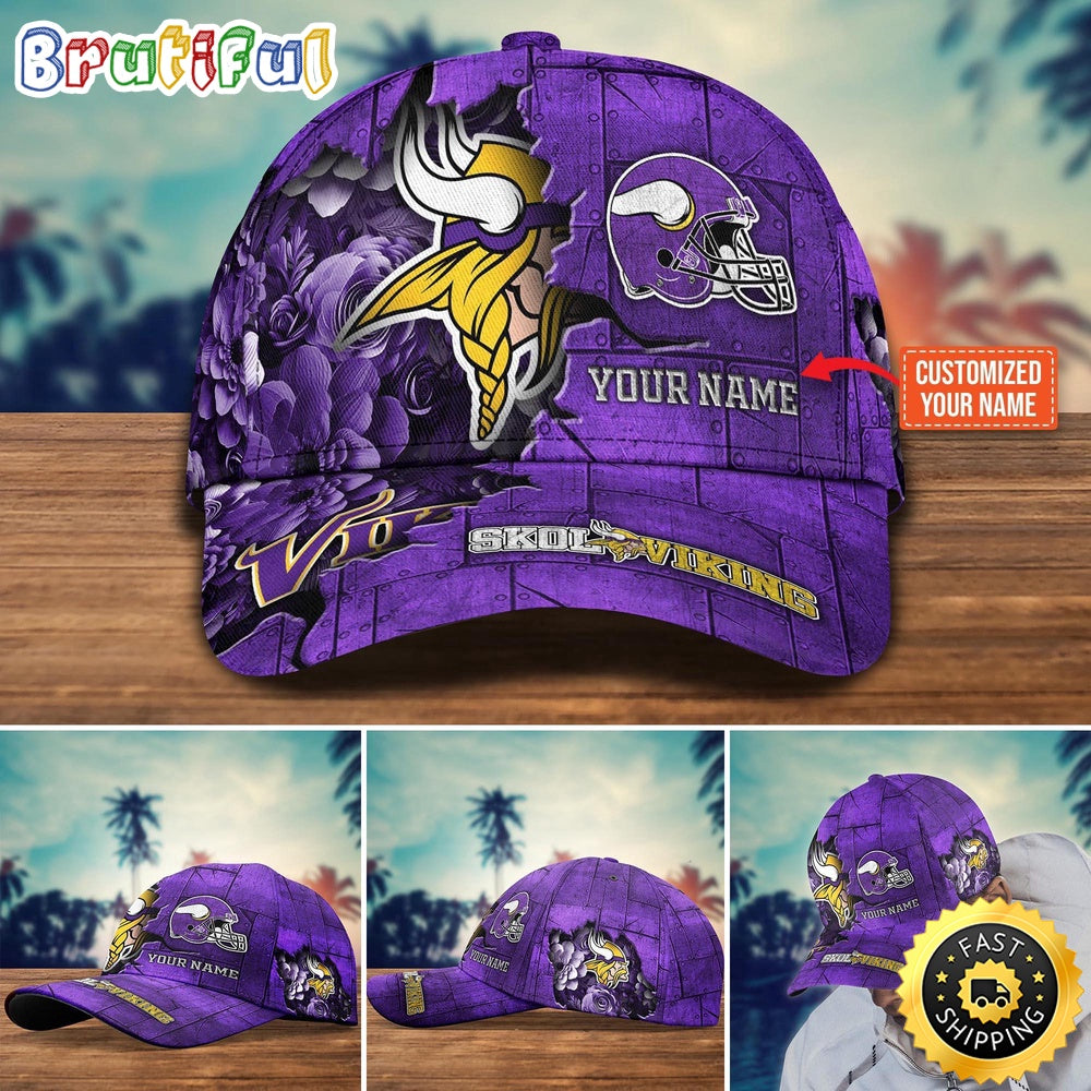 Minnesota Vikings Baseball Cap Flower Custom Trending Cap