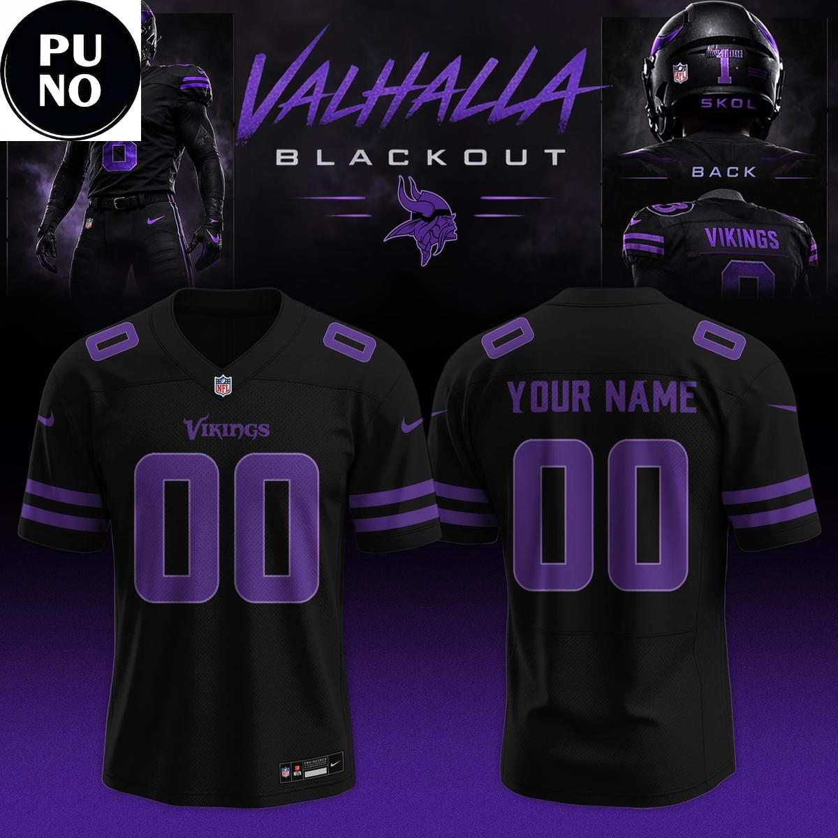 Minnesota Vikings Black Out 2026 Personalized Football Jersey