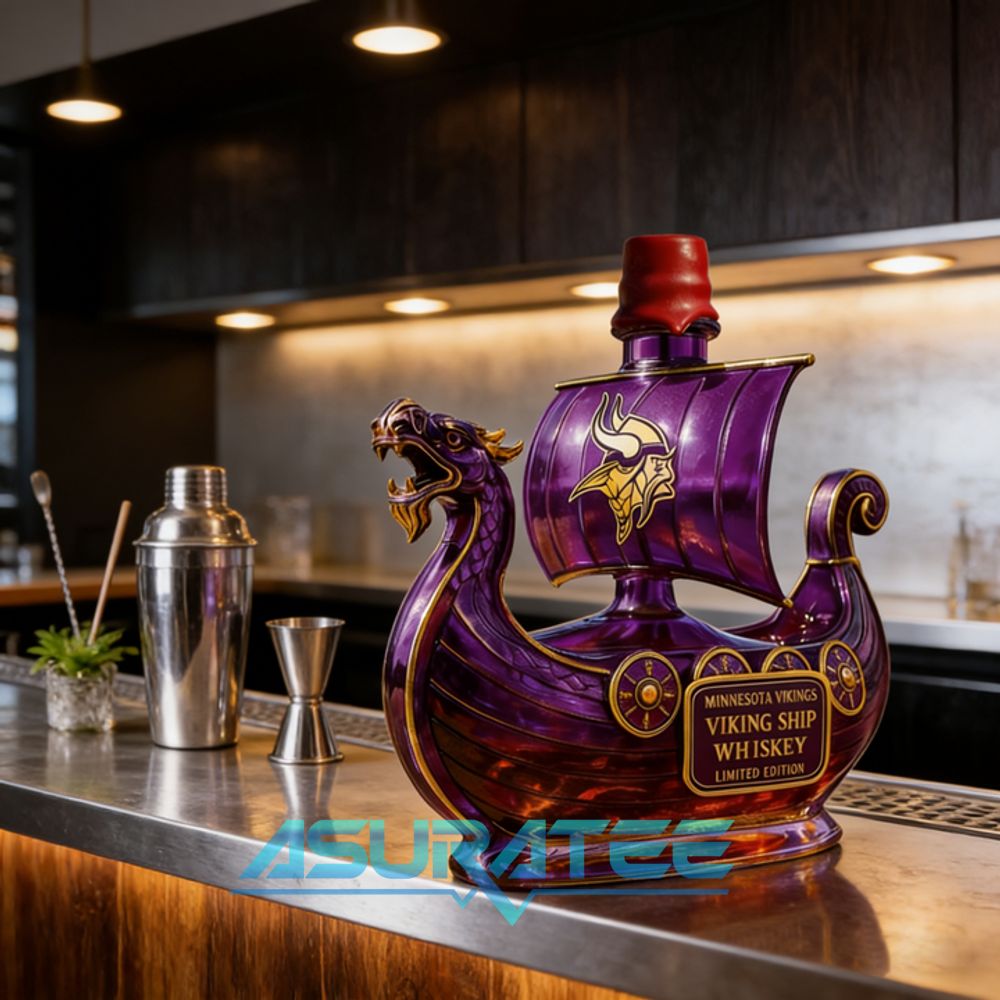 Minnesota Vikings Dragon‐head Ship Whiskey Bottle