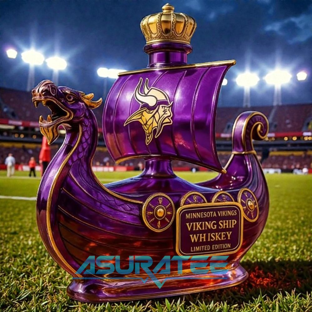 Minnesota Vikings Dragon‐head Ship Whiskey Bottle