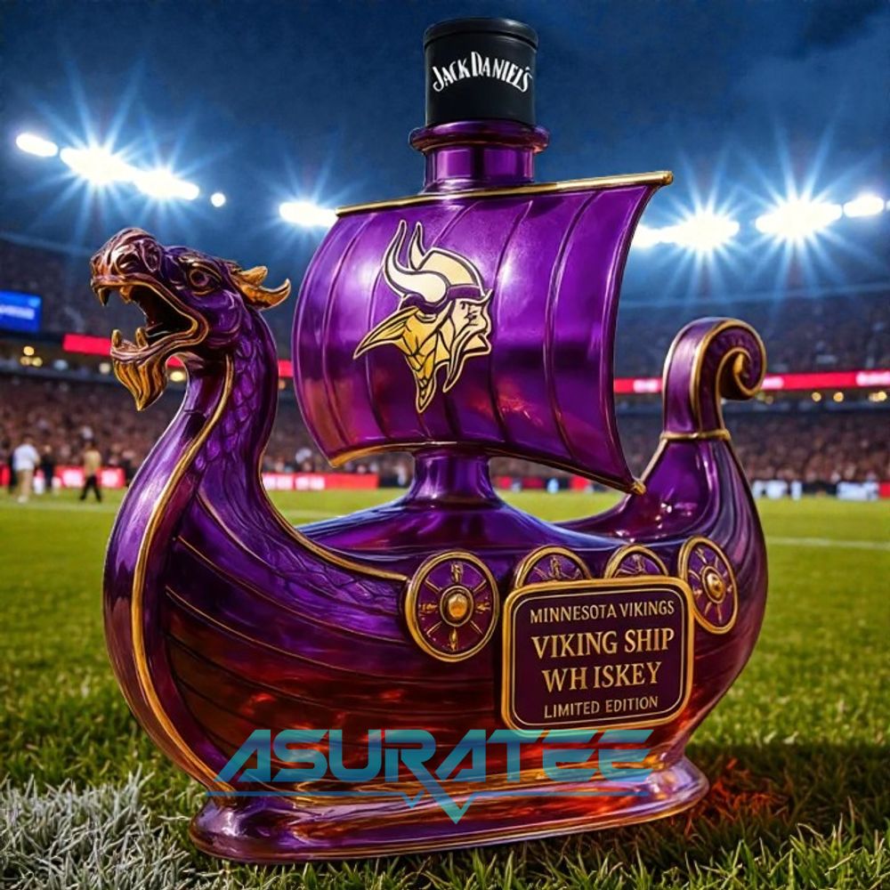 Minnesota Vikings Dragon‐head Ship Whiskey Bottle