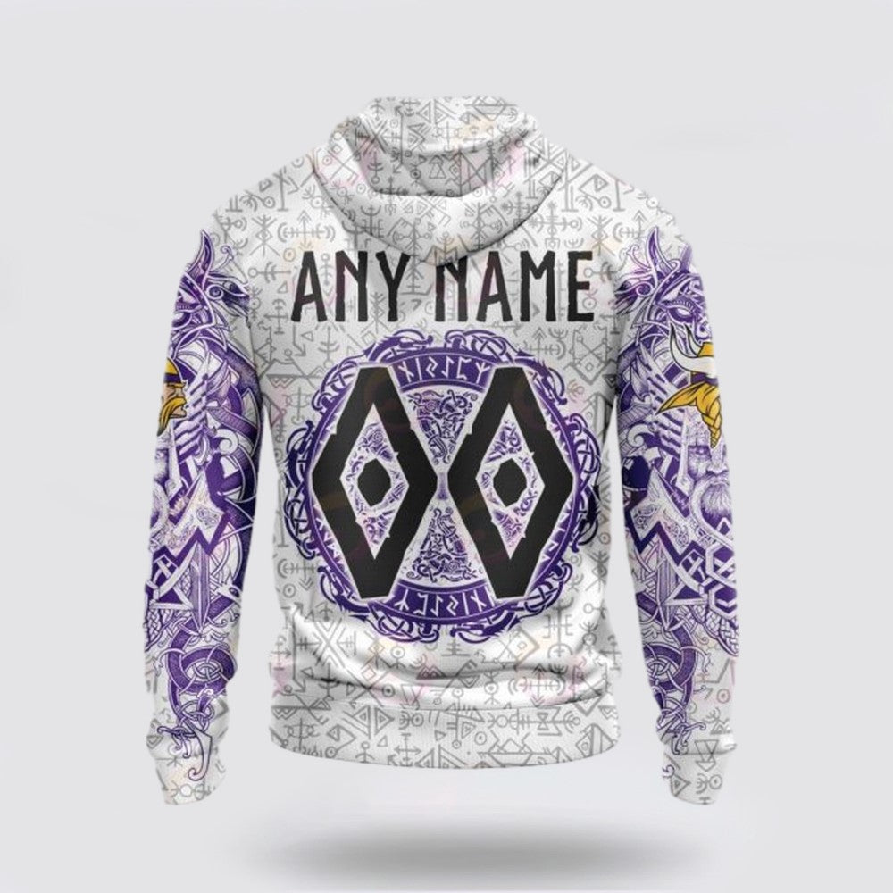 Personalized NFL Minnesota Vikings Hoodie Norse Viking Symbols All Over Print 3D Hoodie