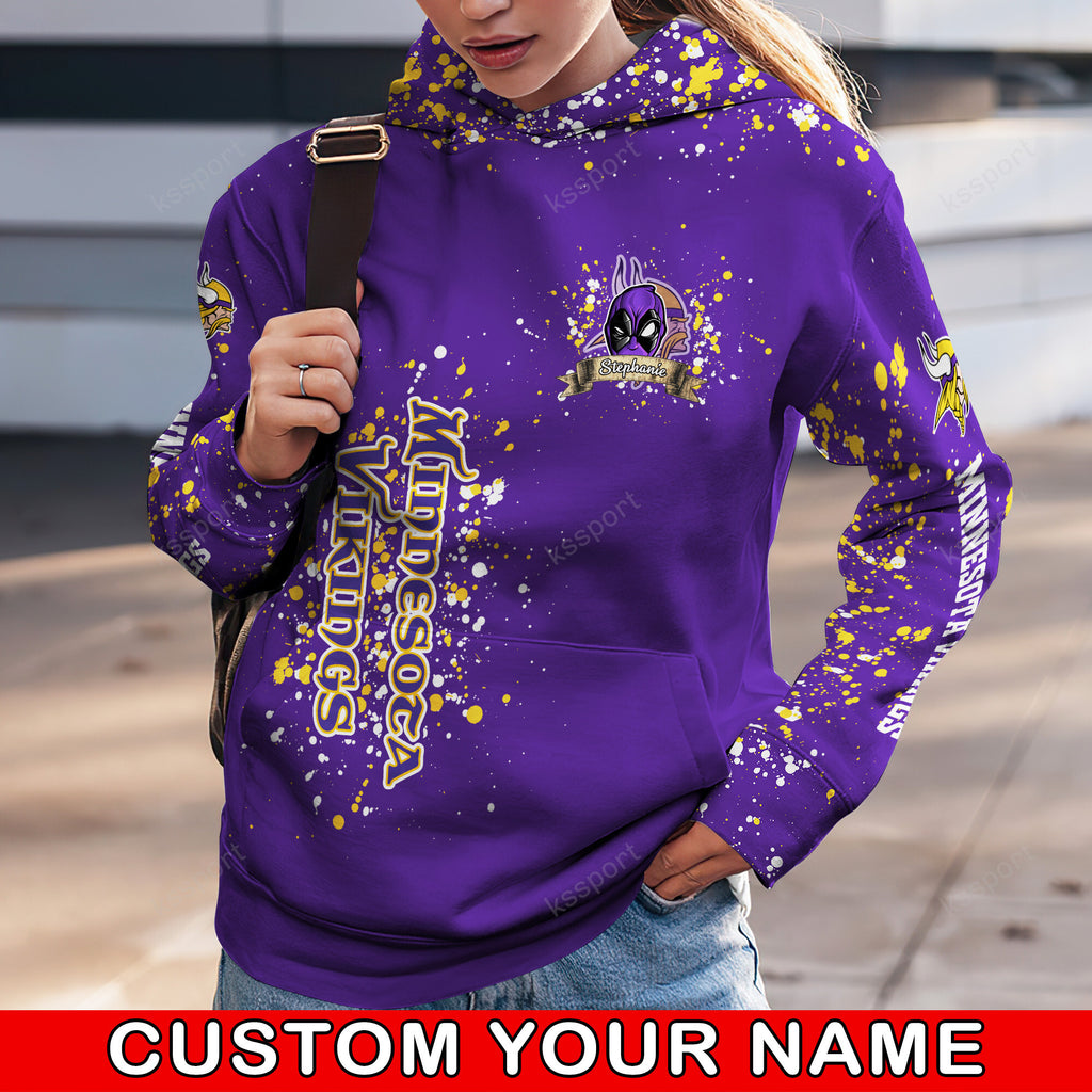 Custom NFL Minnesota Vikings Hoodie Leggings Rock Paper Scissors Throat Punch I Win Hoodie