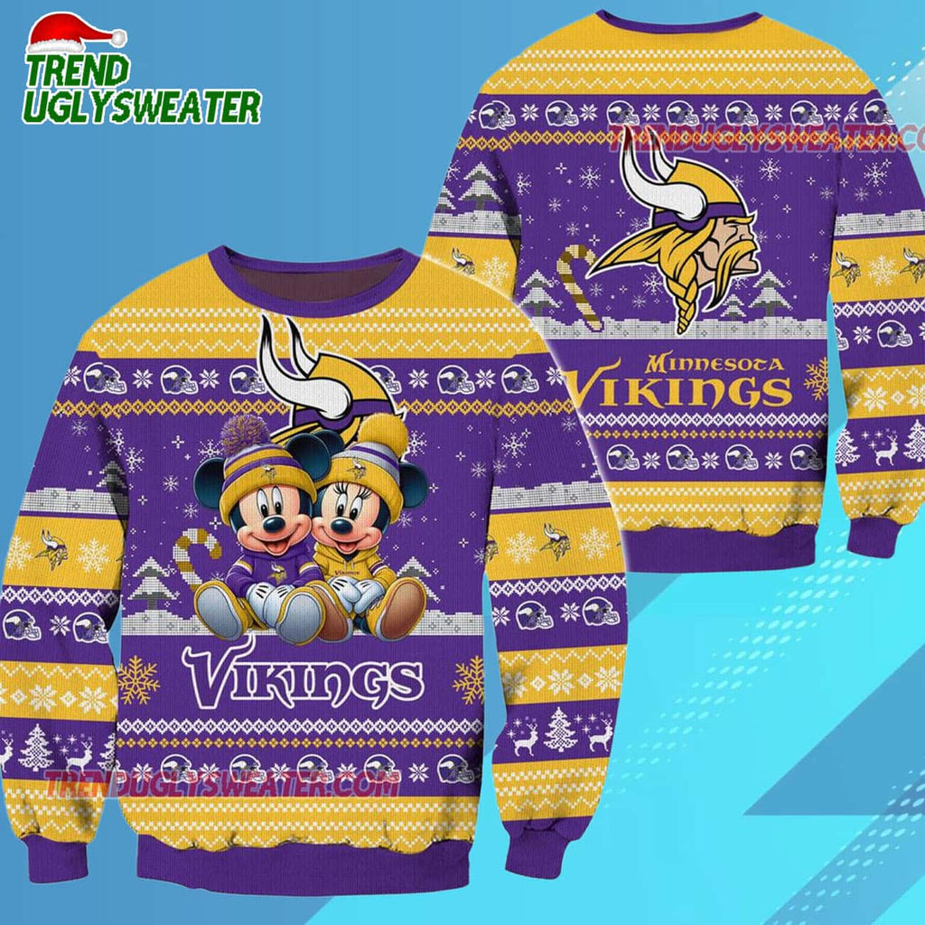 Minnesota Vikings NFL Mickey Minnie Ugly Christmas Sweater