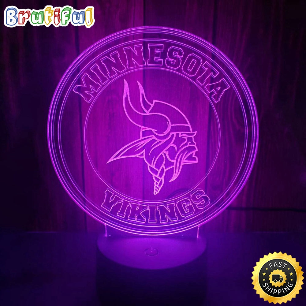 Minnesota Vikings Night Light Football 3D Illusion LED Lamp For Fans