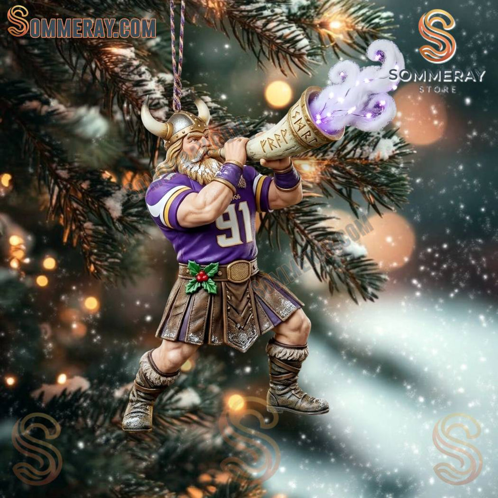 Minnesota Vikings Viktor The Viking Gjallarhorn Christmas Ornament