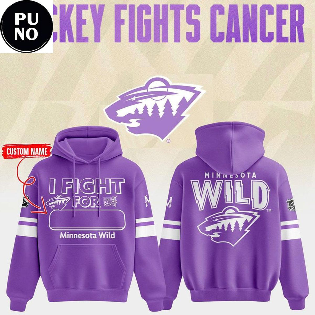 Minnesota Wild 2026 Hockey Fight Cancer Custom Name Hoodie