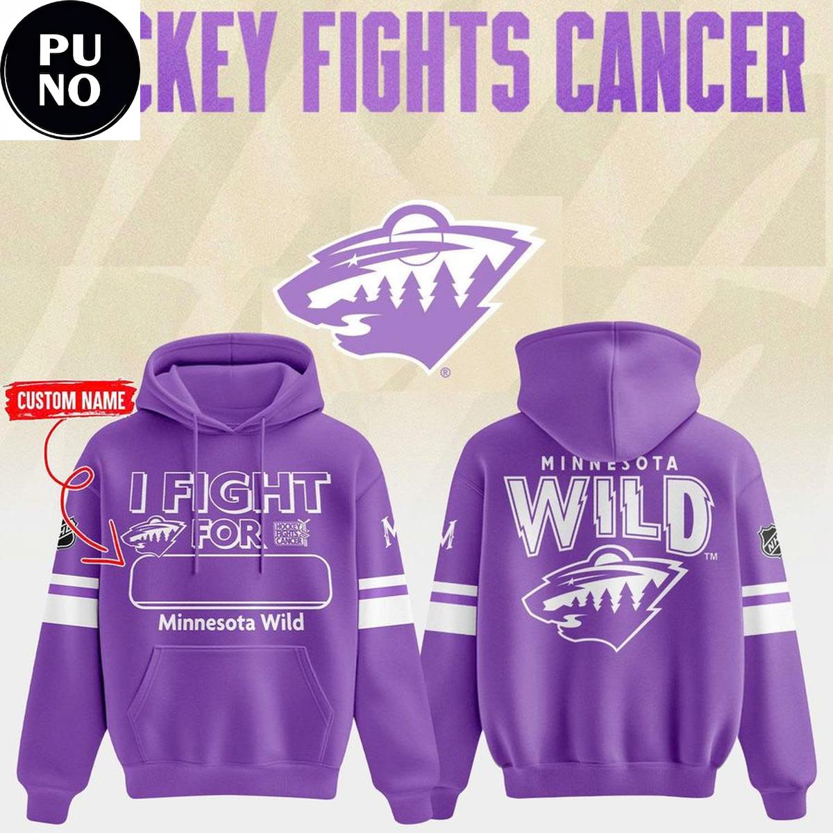 Minnesota Wild 2026 Hockey Fight Cancer Custom Name Hoodie
