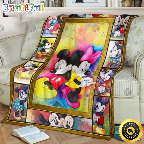 Mickey Mouse Blanket Disney Mickey Mouse And Minnie Colorful Lovely Pictures Fleece Blanket