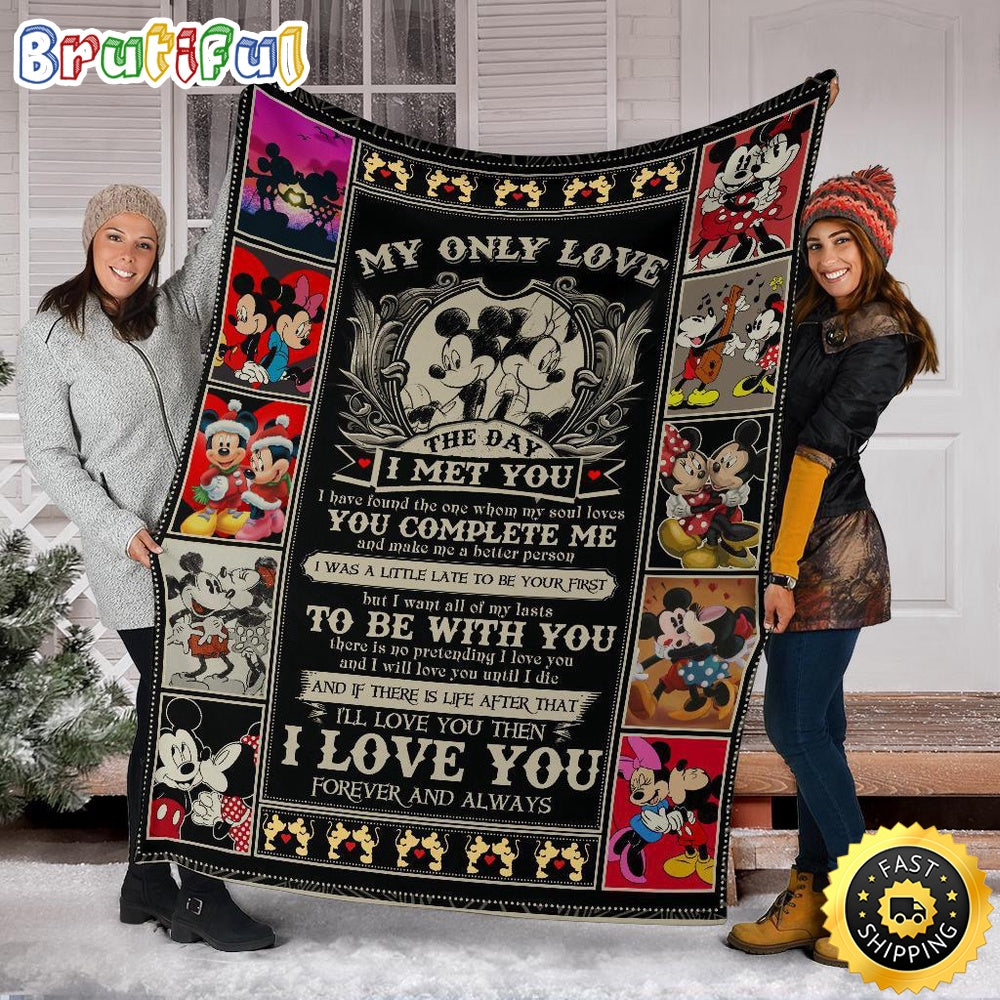 Mickey Mouse Blanket Mickey & Minnie Fleece Blanket My Only Love The Day I Met You