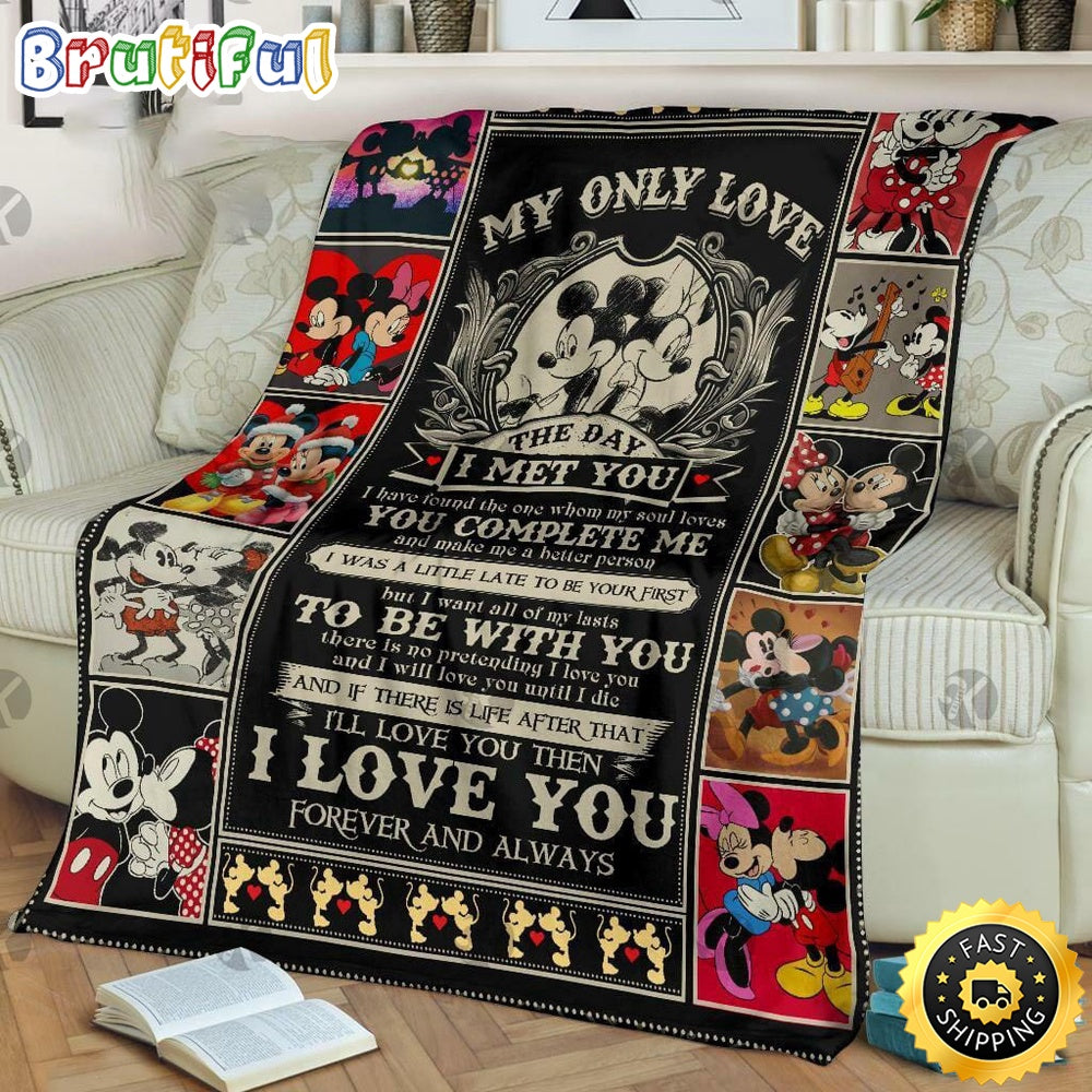 Mickey Mouse Blanket Mickey Mouse And Minnie Vintage Romantic My Only Love The Day Blanket
