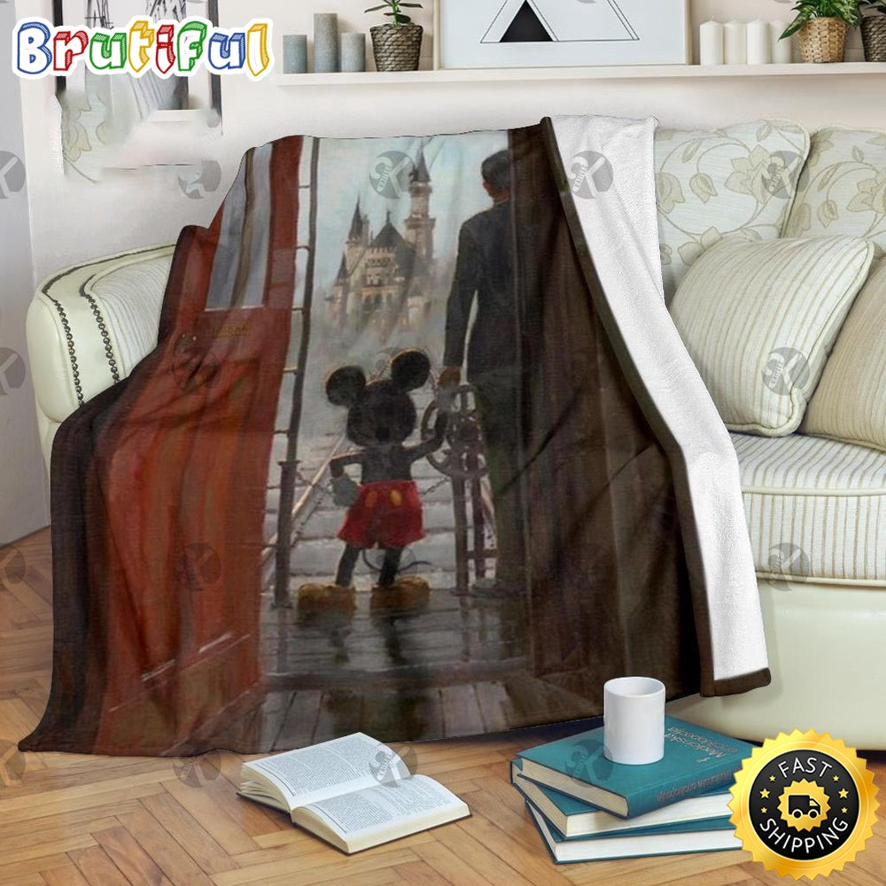Mickey Mouse Blanket Mickey Mouse And Walt Disney Trip To The Disney Castle Fleece Blanket