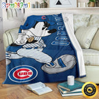 Mickey Mouse Blanket Mickey Mouse Chicago Cubs MLB Team Baseball In Blue Fleece Blanket