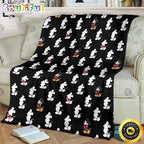 Mickey Mouse Blanket Mickey Mouse Funny Signature Posing Pattern In Black Background Fleece Blanket
