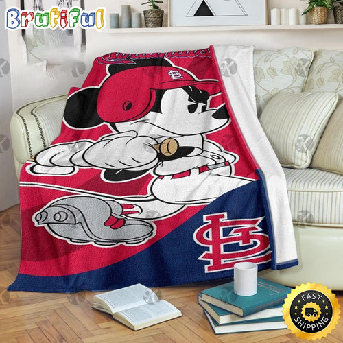 Mickey Mouse Blanket Mickey Mouse St. Louis Cardinals MLB Team Baseball Fleece Blanket