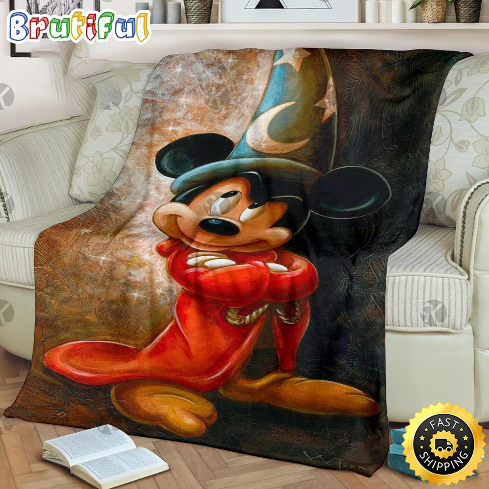 Mickey Mouse Blanket Mickey Mouse Wizard Posing Artwork Fleece Blanket