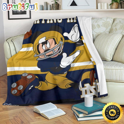 Mickey Mouse Blanket Mickey Plays Fighting Irish Fleece Blanket For Football Fan