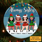 Sisters Friends Christmas - Personalized Circle Ceramic Ornament - Christmas Gift For Sisters, Besties, Friends
