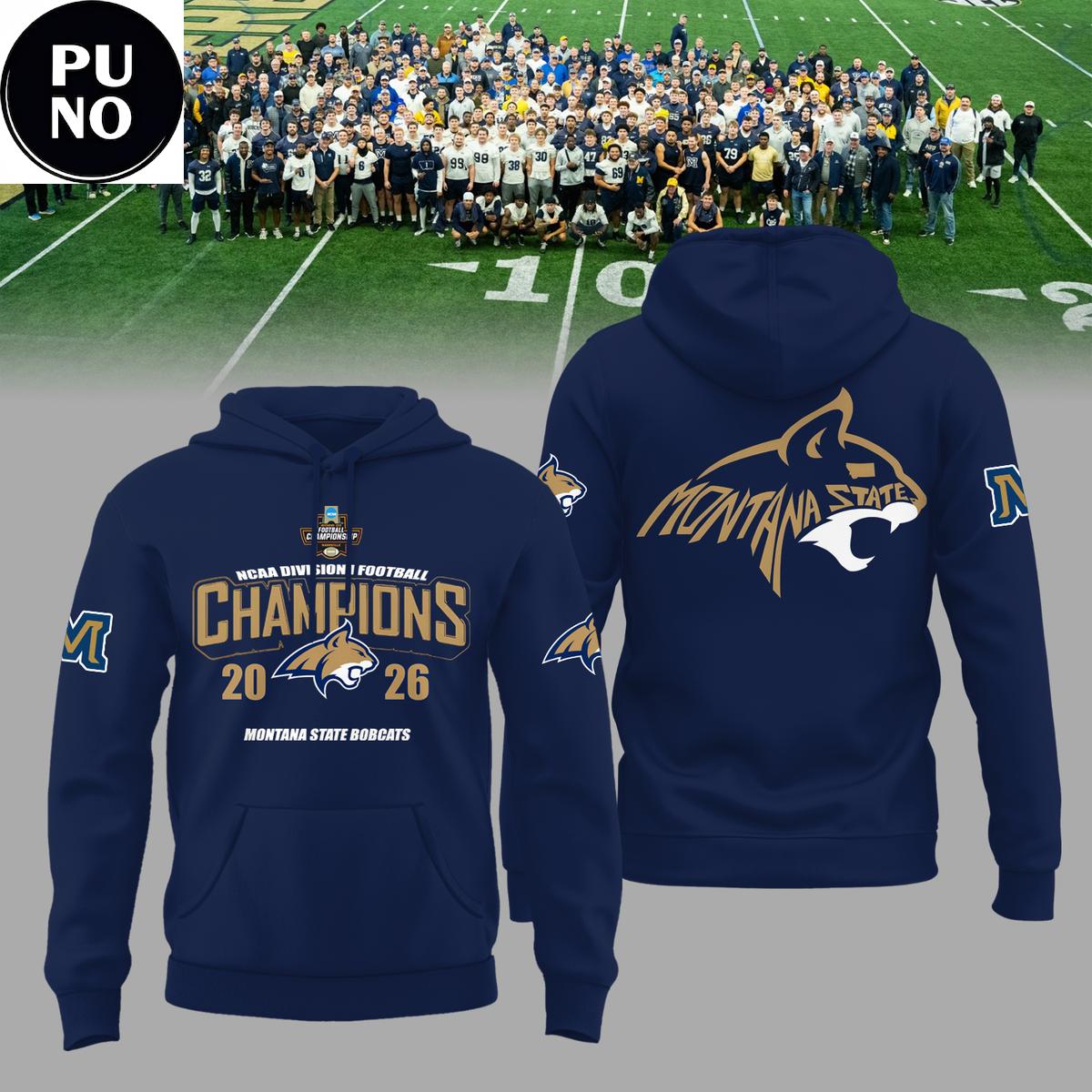 Montana State Bobcats NCAA Football Champions 2026 Navy Hoodie