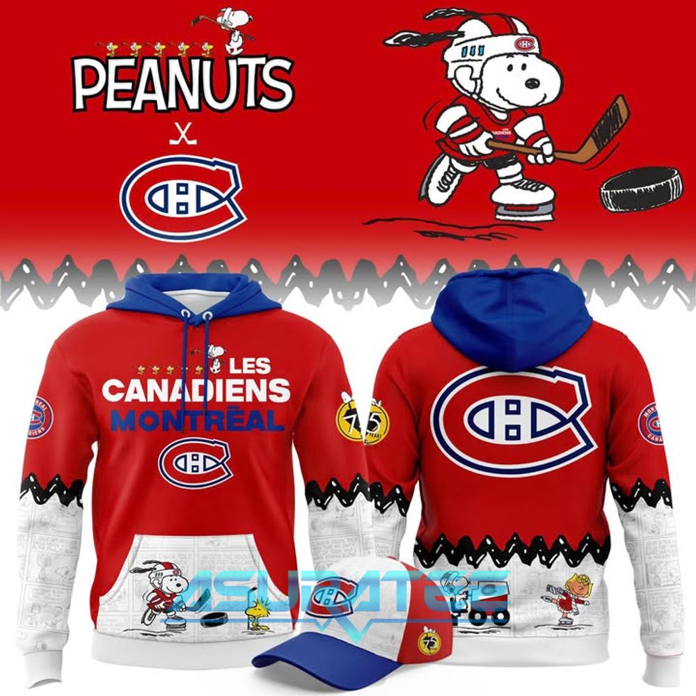 Montreal Canadiens ”Peanuts Night” 2026 Snoopy Special Hoodie, Cap