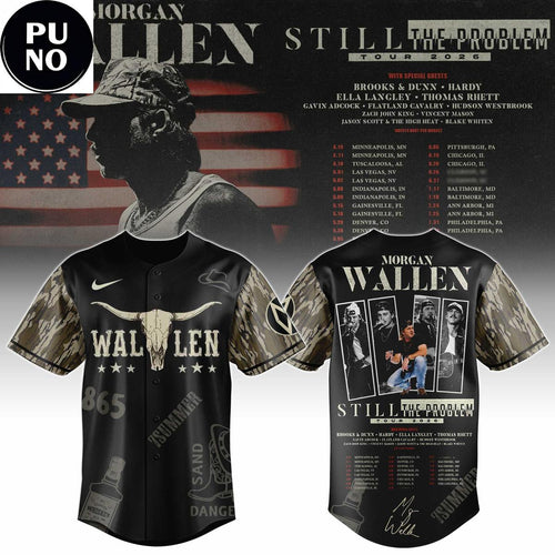 Morgan Wallen Still The Problem Tour 2026 Camo Baseball Jersey