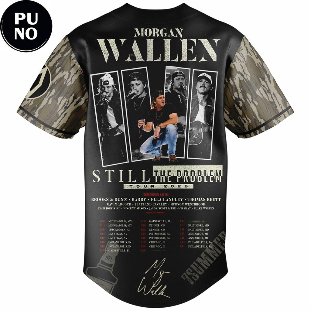 Morgan Wallen Still The Problem Tour 2026 Camo Baseball Jersey