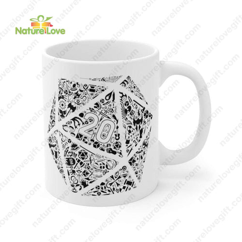 Mosaic D20 Mug DnD Dungeons and Dragons Gift