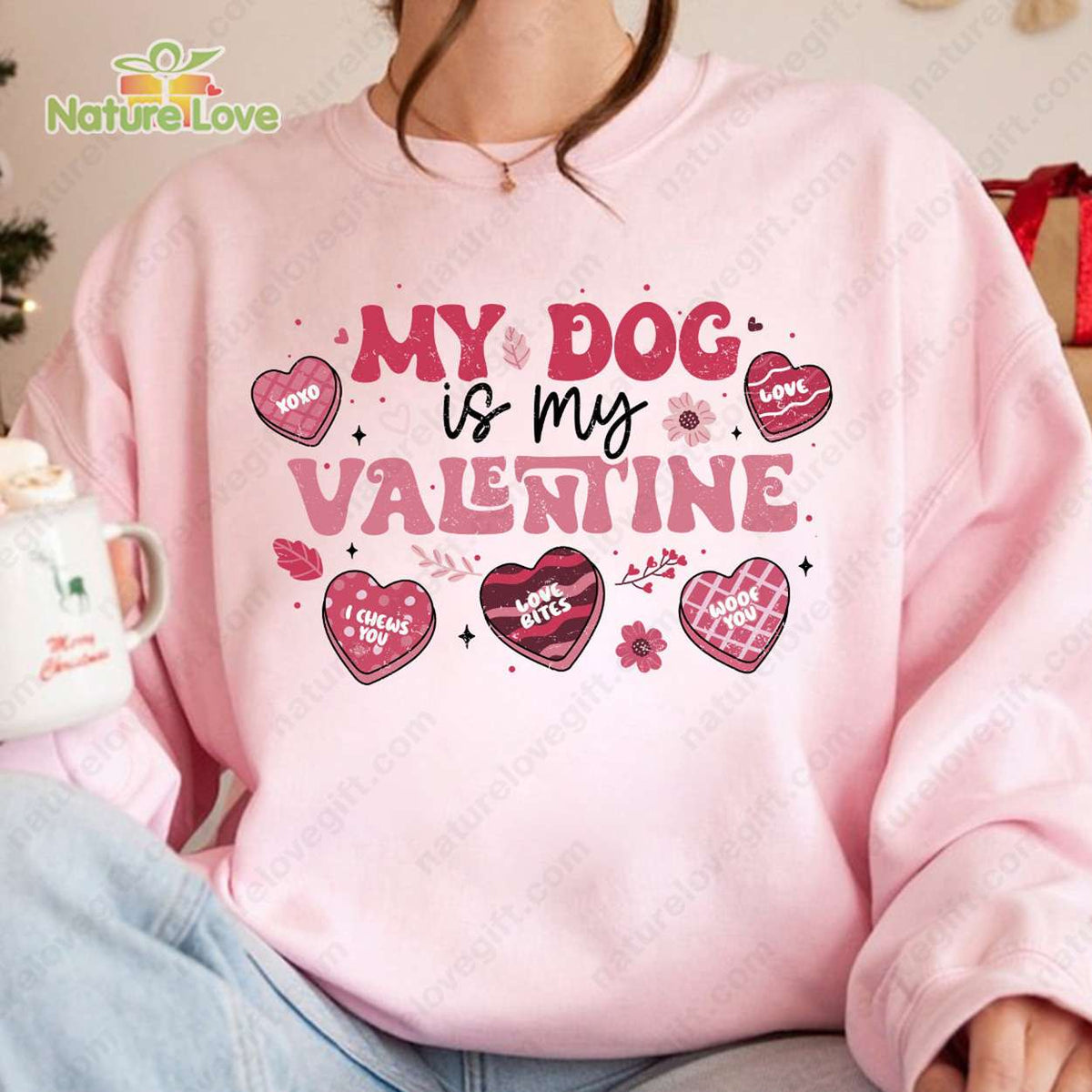 My Dog is My Valentine Shirt Custom Pet Name On Sleeve Dog’s Mom Gift