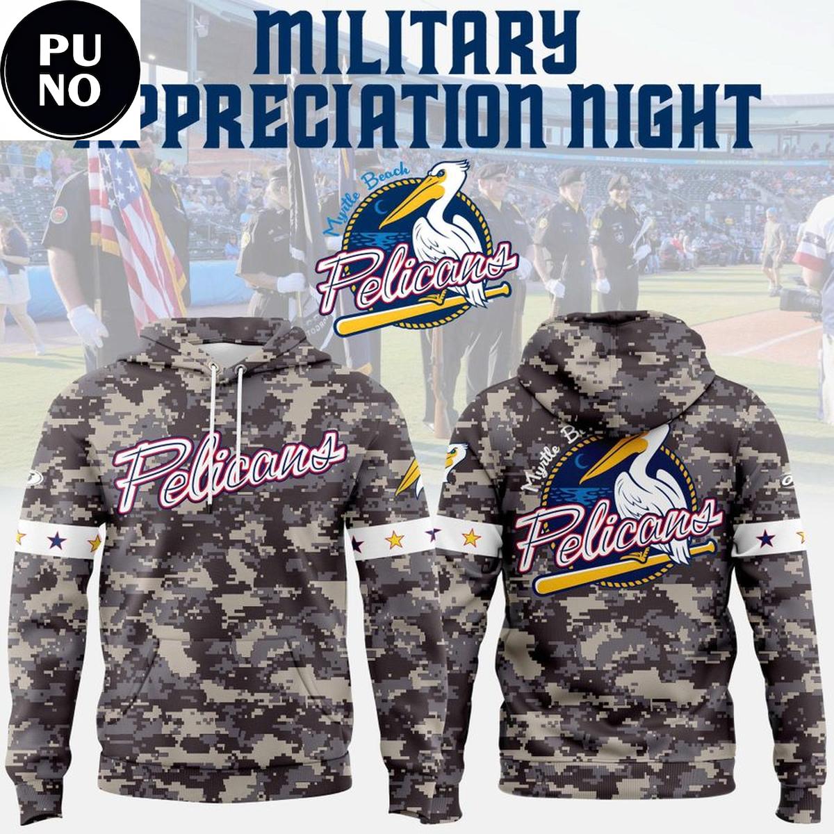Myrtle Beach Pelicans x Military Appreciation Night 2026 Hoodie T-Shirt